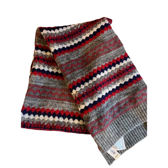 GAP cozy knit long wool blend Fair Isle Print scarf - Picture 1 of 4